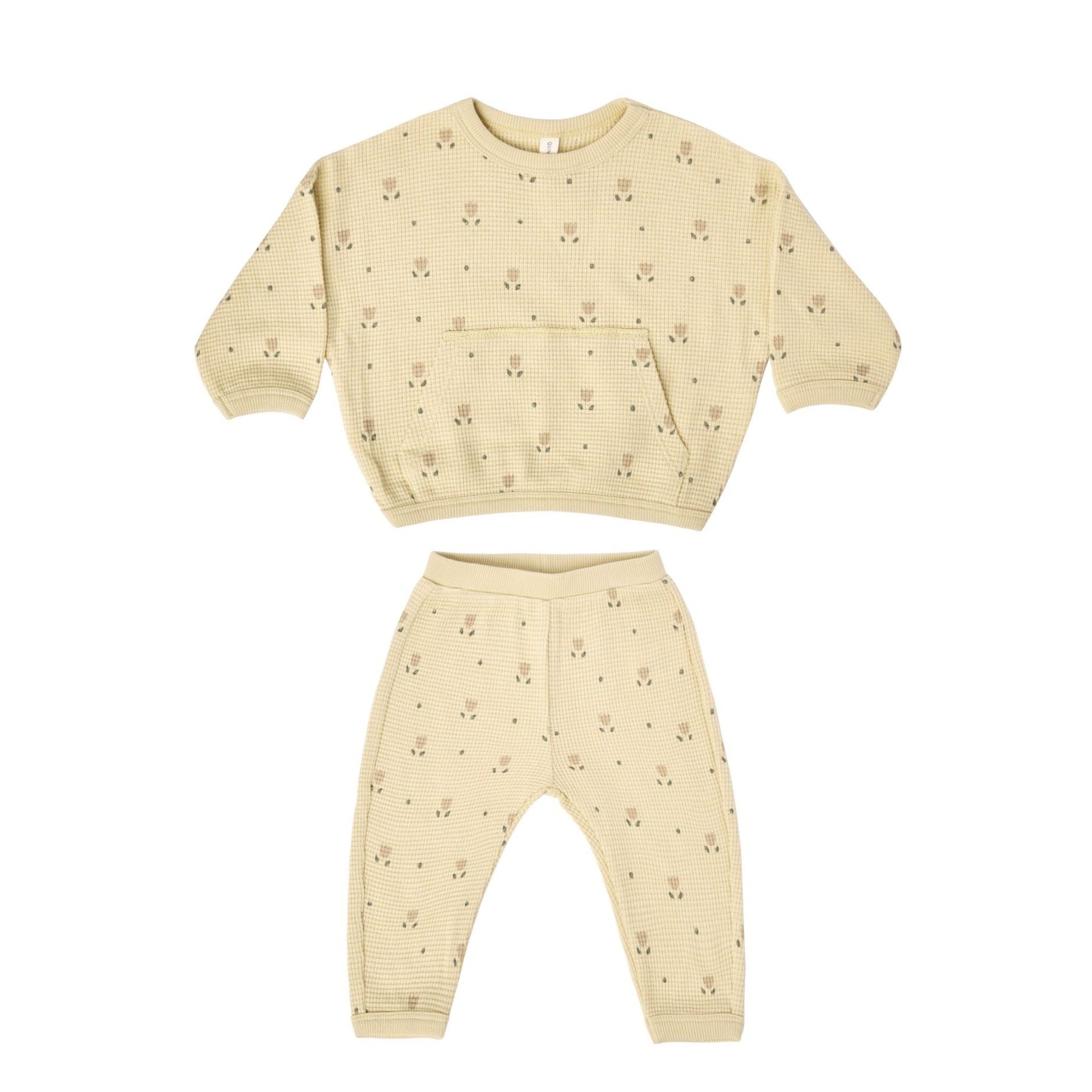 The most stylish and affordable Quincy Mae Waffle Sweat Set - Yellow Dutch  Floral Discount